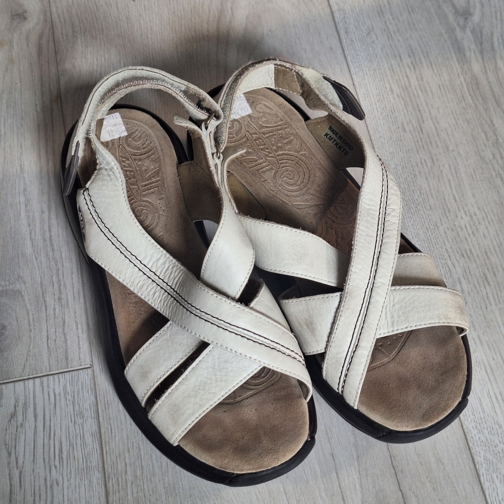 MBT Strappy White Leather Walking Sandals 7.5